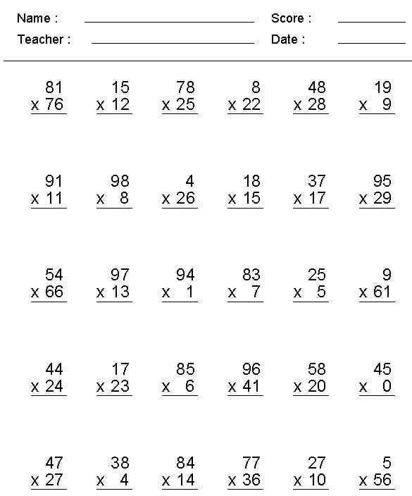 Scholars Hub Worksheets Multiplication